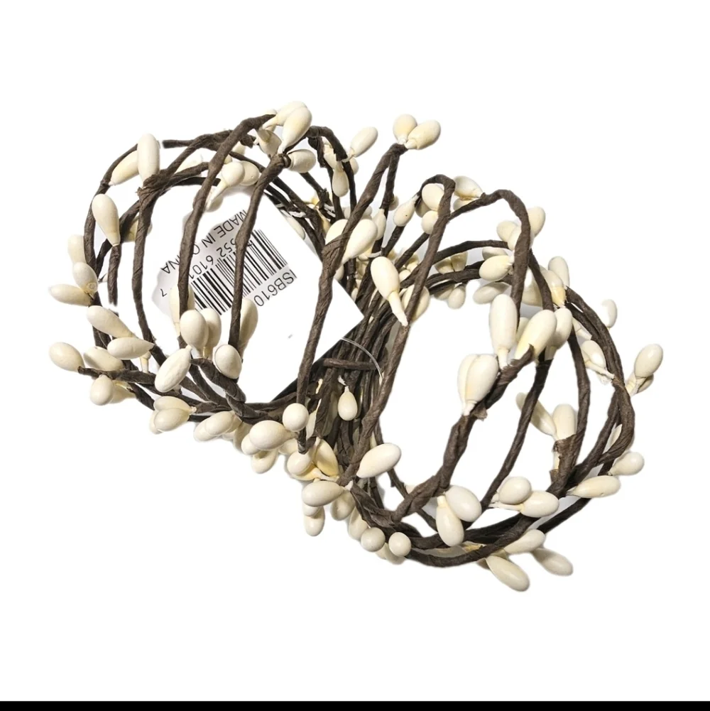6 Cream Pip Berry Candle Ring / Napkin Ring Holders Farmhouse Primitive Rustic